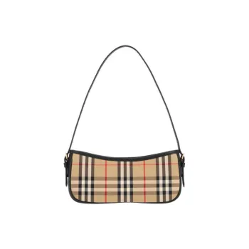 Burberry Calfskin With Cotton Handbag, Shoulder Bag Women's Beige & Black