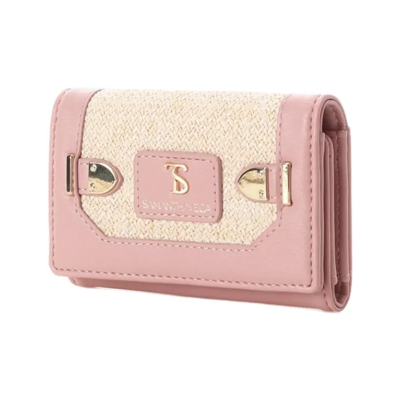 SAMANTHA THAVASA Cotton Synthetic Leather And Polyester Blend Key Pouch Women's Pink-1