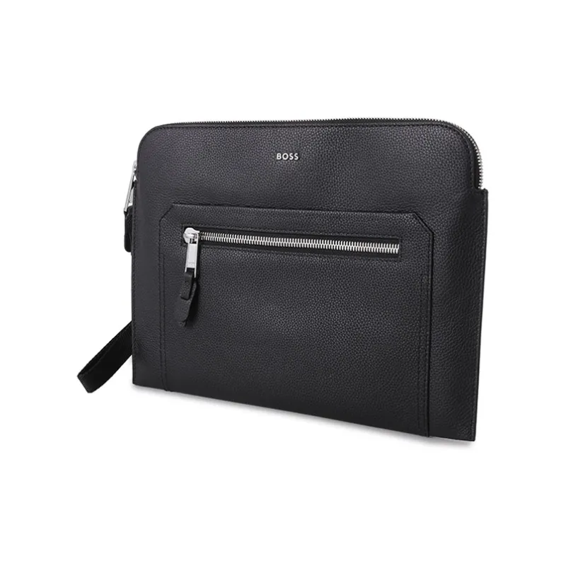 HUGO BOSS Cow Leather Clutch Men's Black-1