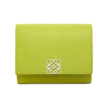 LOEWE Anagram Pebble Texture Calfskin Wallet Women's Meadow Green