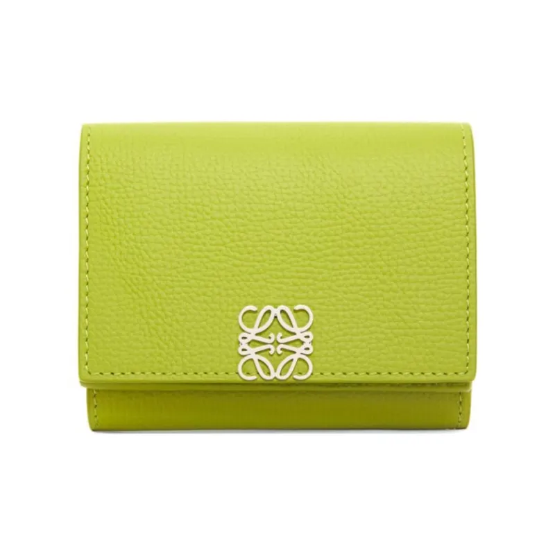 LOEWE Anagram Pebble Texture Calfskin Wallet Women's Pasture Green-0