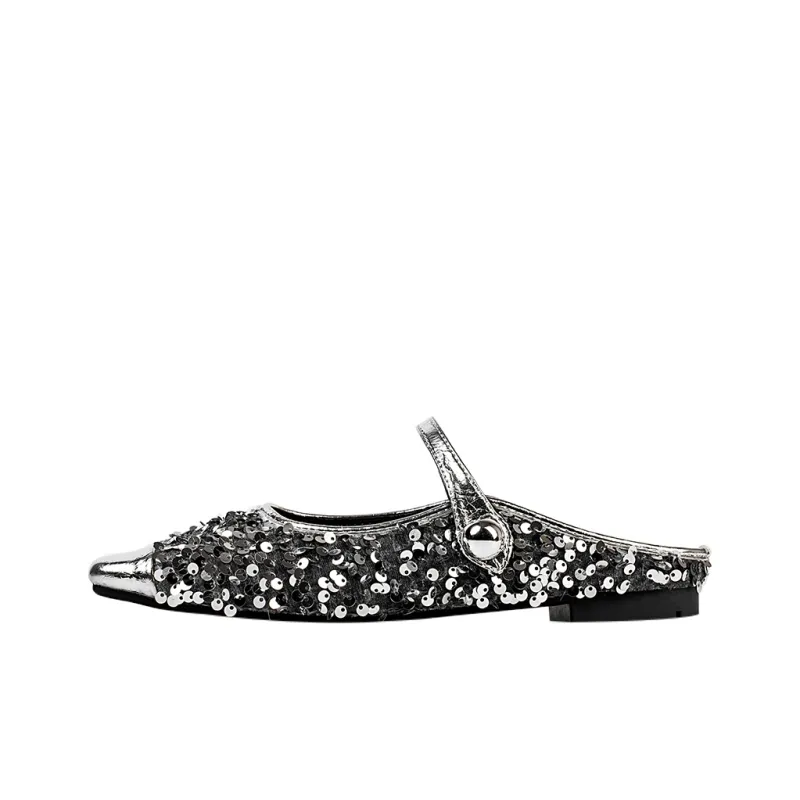Wonderful Couple Wrap toe Slippers Women's Silver Gray-0