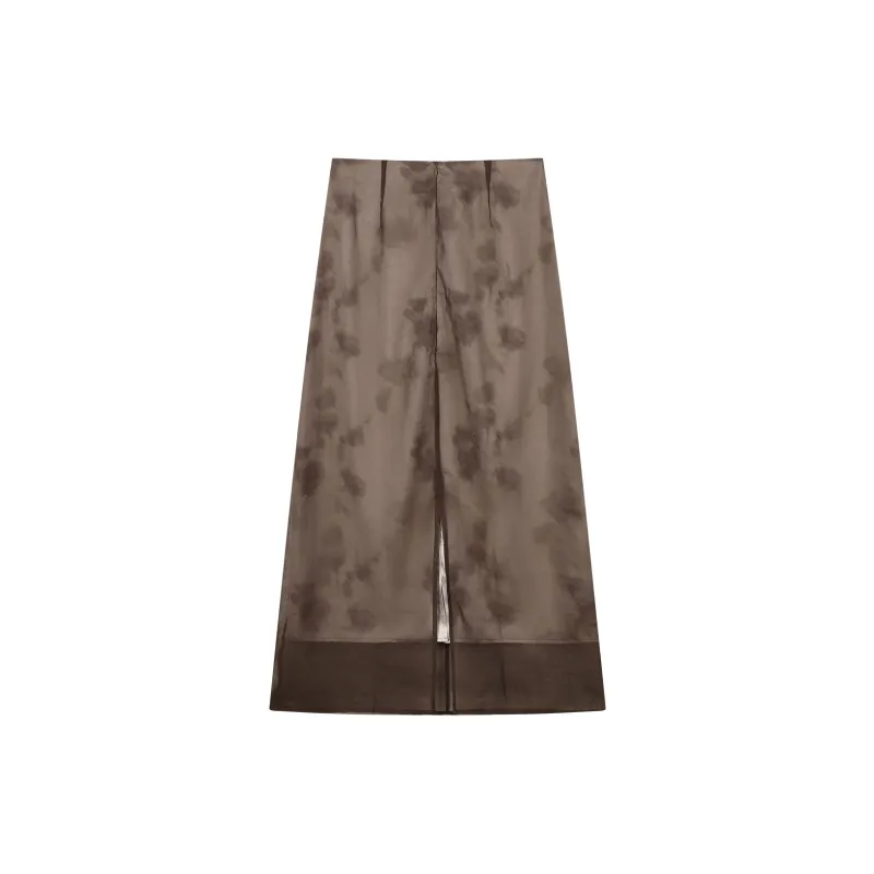 THE SEA LIFE Casual Long Skirt Women's Coffee Brown-1
