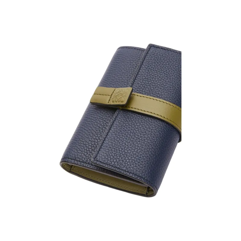 LOEWE Soft Grained Calfskin Wallet Small Size Women's Deep Abyss Blue & Olive Green-4