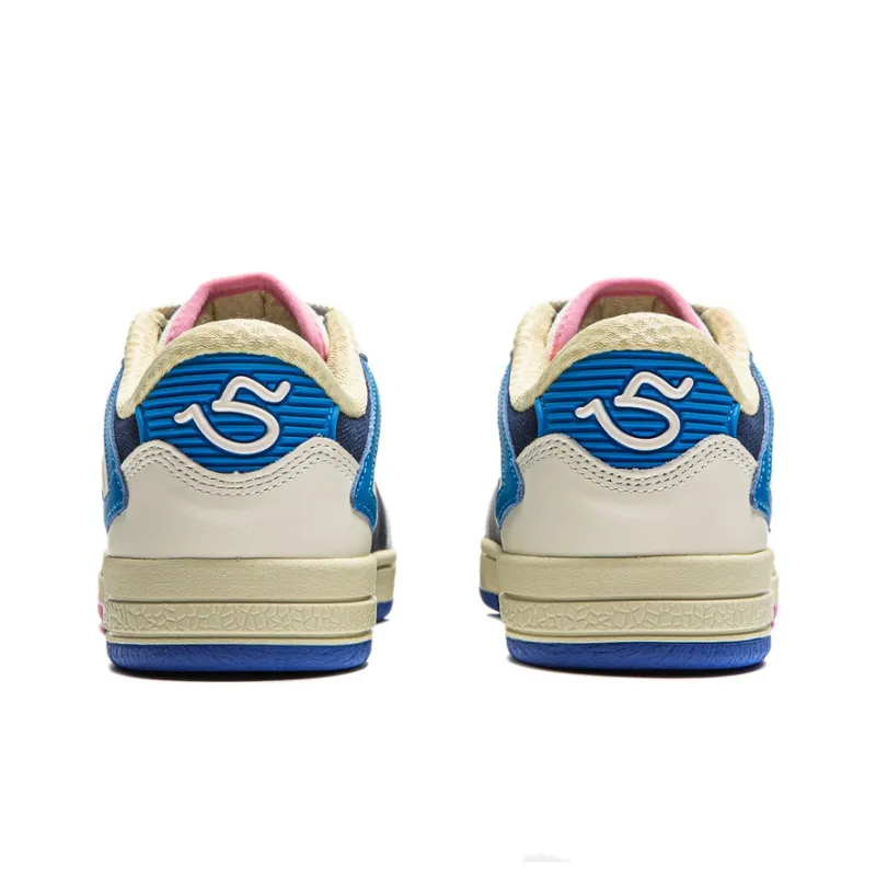 LiNing Anti-Slip Wear-Resistant Low-Top Skateboard Shoes Women's White Blue-5