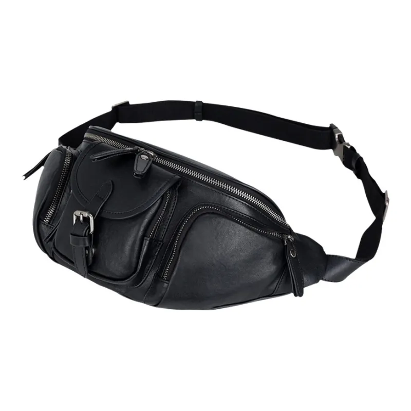 DOSRFINI Top Layer Vegetable Tanned Genuine Leather Crossbody Sling Bag Regular Men's Black-5