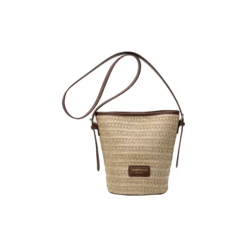 Aini Rabbit Straw Woven Shoulder Bag, Crossbody Bag Women's Beige