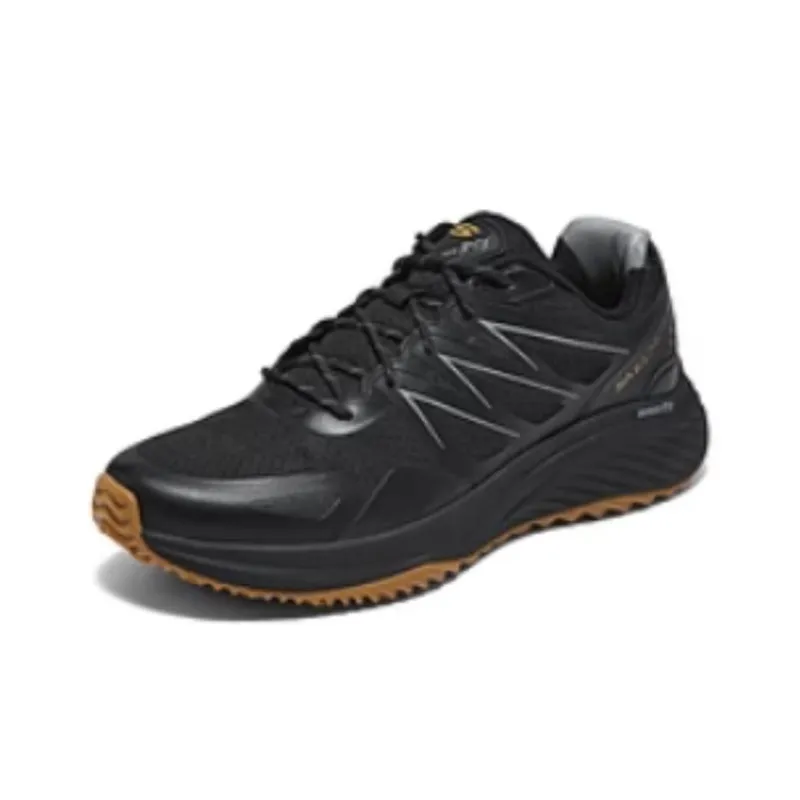 Skechers Cushioned Wear Resistant Breathable Lightweight Low Top Casual Running Shoes Men's Black Gold-2