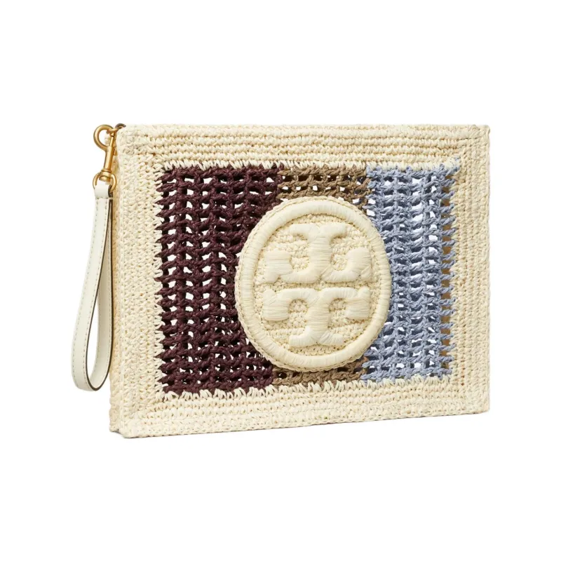 TORY BURCH Ella Paper Reed Raffia Clutch Small Size Women's Multicolor-1