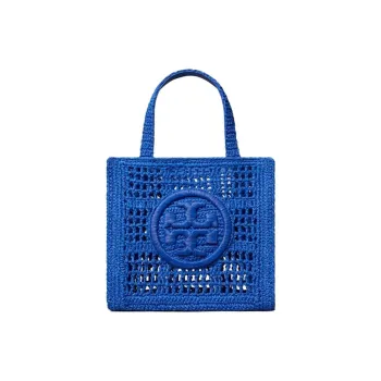 TORY BURCH Ella Raffia Tote Bag, Shopping Bag, Handbag Mini Women's Night Blue
