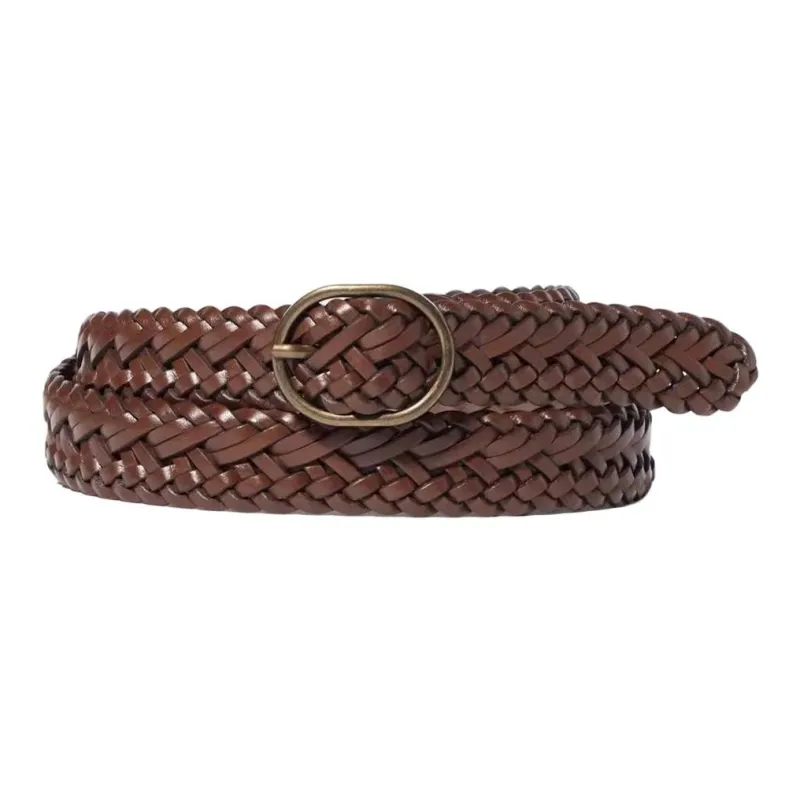 UNIQLO Woven Design, Pin Buckle Cow Leather Belts Women's Black/Chestnut Width 2.5CM-1