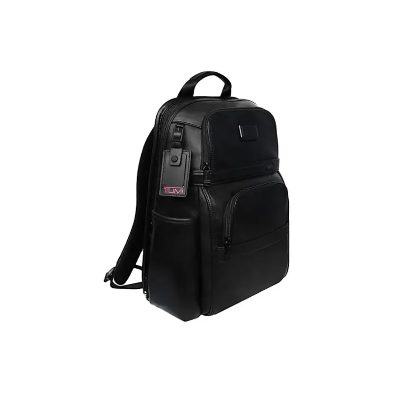 TUMI Leather Patchwork Cow Leather Backpack Men's Black-2