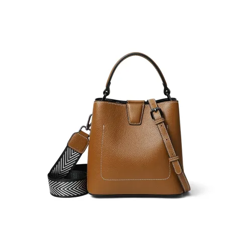 Kevin Cohen Cow Leather With Synthetic Leather Handbag, Shoulder Bag, Crossbody Bag Regular Women's Caramel