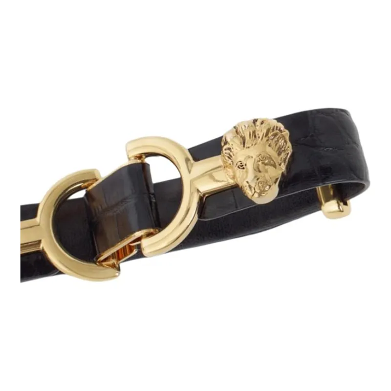 Maje Lion buckle Thin Leather Belt-1