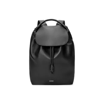 LOEWE Flamenco Shiny Soft Cow Leather Backpack Men's Black
