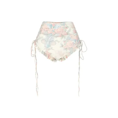 Selkie Swimming Shorts Women's Light Apricot Base With Iridescent Macaron Print