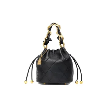 Why Sheepskin Bucket Bag, Shoulder Bag, Crossbody Bag, Handbag Trumpets Women's Black/Ecru