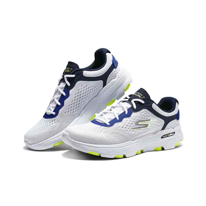 Skechers Cushioned Wear Resistant Breathable Rebound Low Top Casual Running Shoes Men's White Black Yellow-3