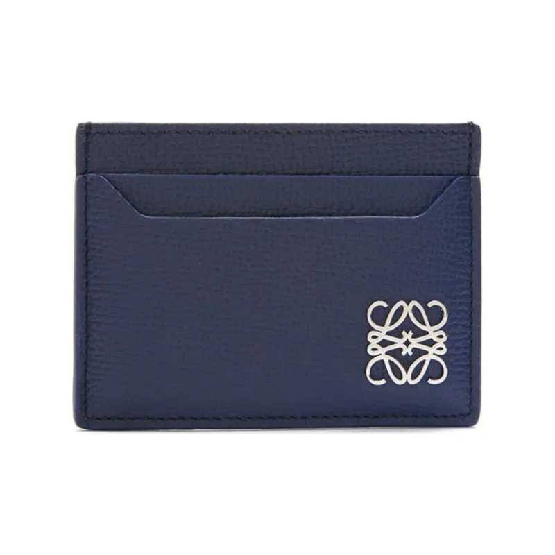 LOEWE Pebble Texture Cow Leather Card Holder Women's Dark Blue-0