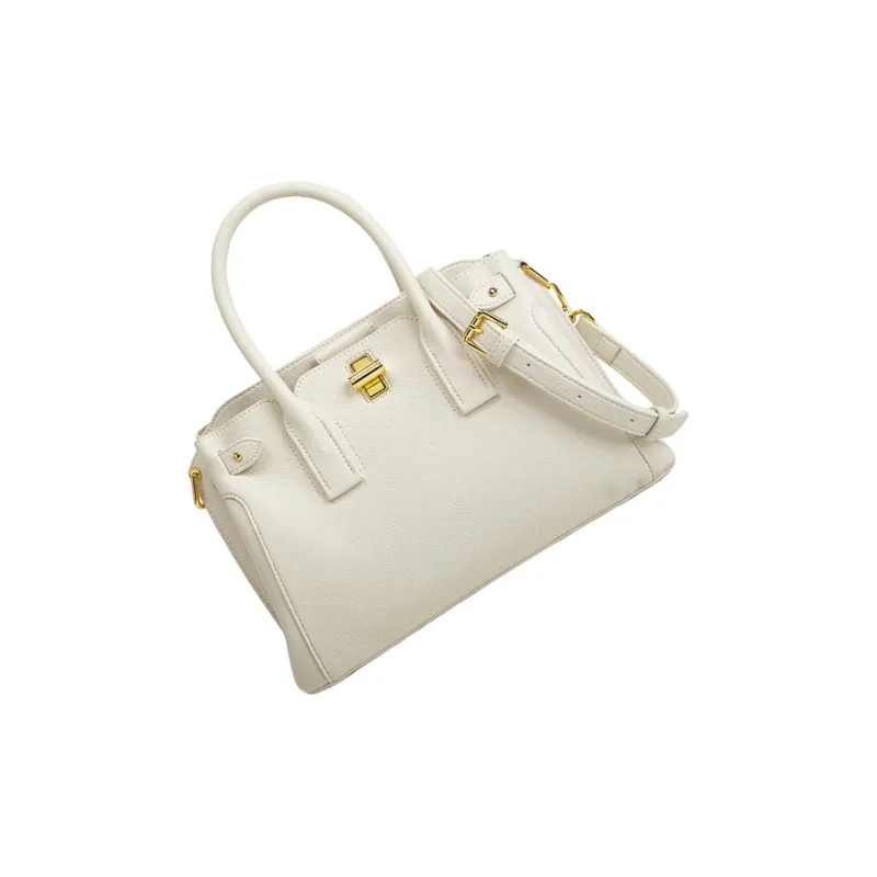 TTaG．baG Cow Leather One Shoulder Handbag Women's White/Black/Khaki/Gray/Blue-2