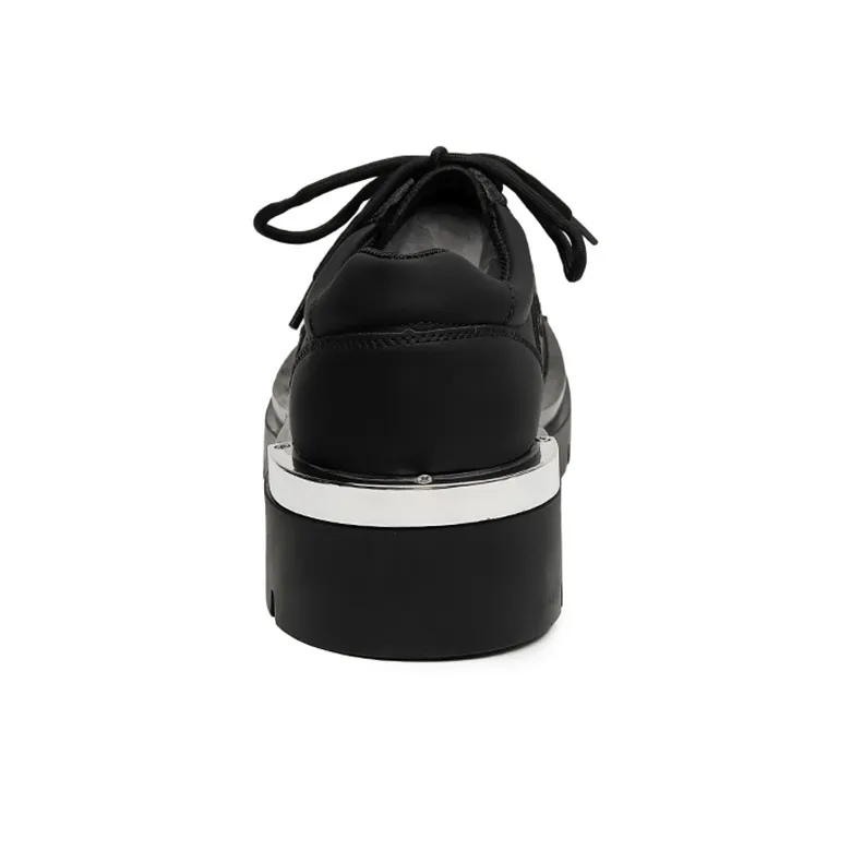 Zuogedu Versatile Trendy Sneakers & Casual Shoes Large Head Fashion Derby Shoes Men's Black-3