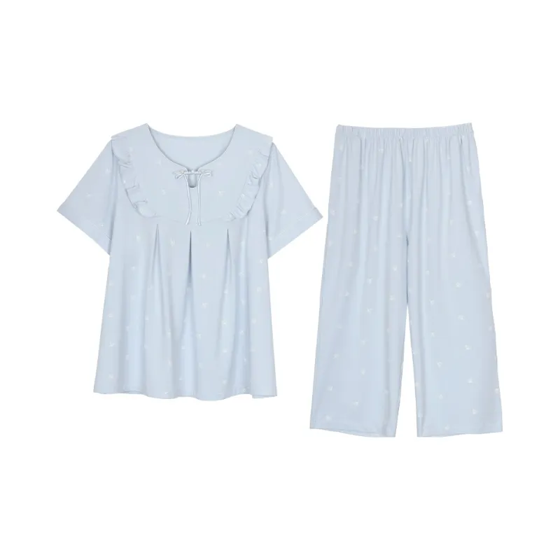 XIN1BU Pajama Set Women's Light Blue-0