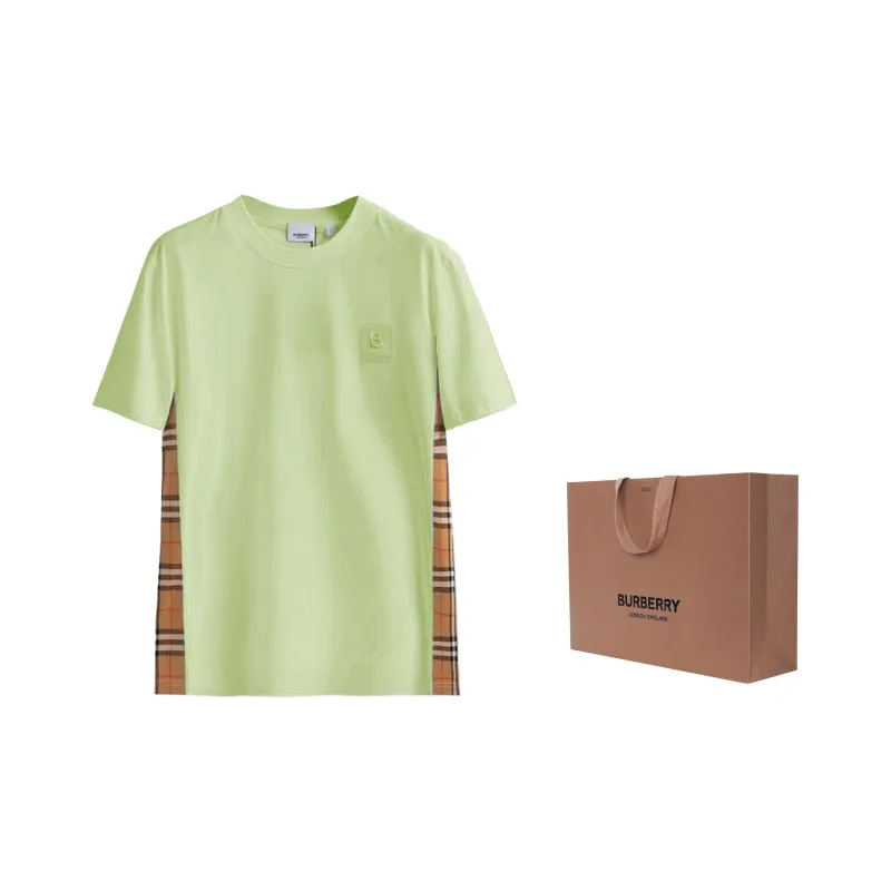 Burberry FW23 Women's Embroidery Crew Neck Straight Fit T-Shirt Green-1