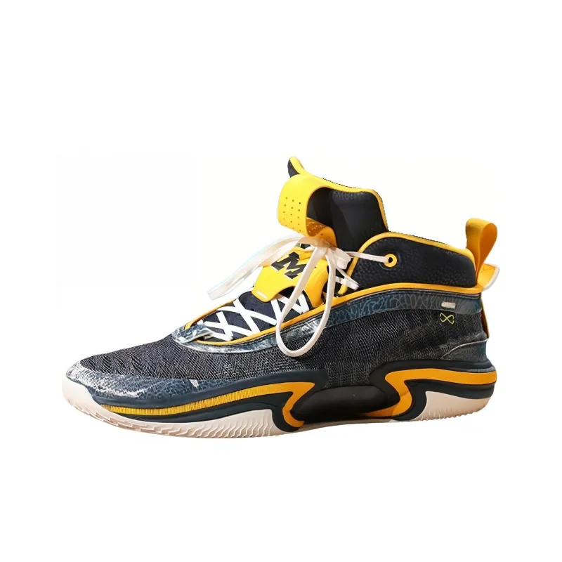 Jordan Air Jordan 36 PE 'University Of Michigan' Cushioning Mid-Top Basketball Shoes Men's Gray Yellow-0