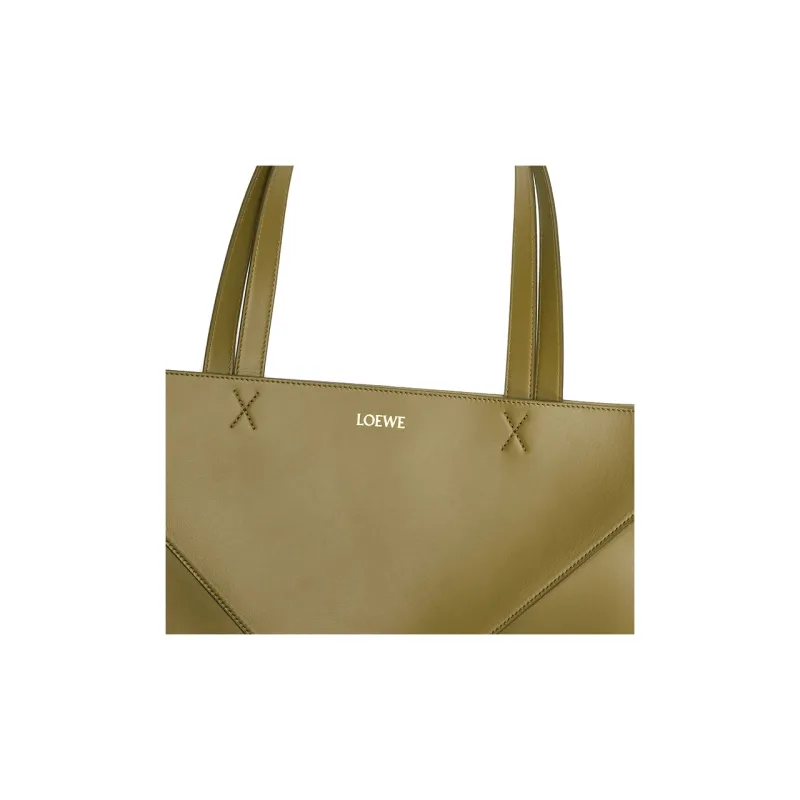 LOEWE Shiny Cow Leather Tote Bag, Shopping Bag, Shoulder Bag, Handbag Extra Large Men's Olive-6