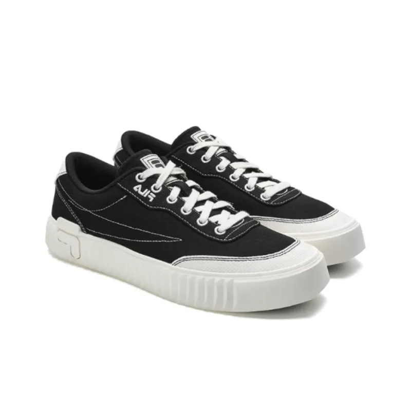FILA Gear 1S Cookie Shoes Height Increasing Low Top Canvas Shoes Women's Black White-3
