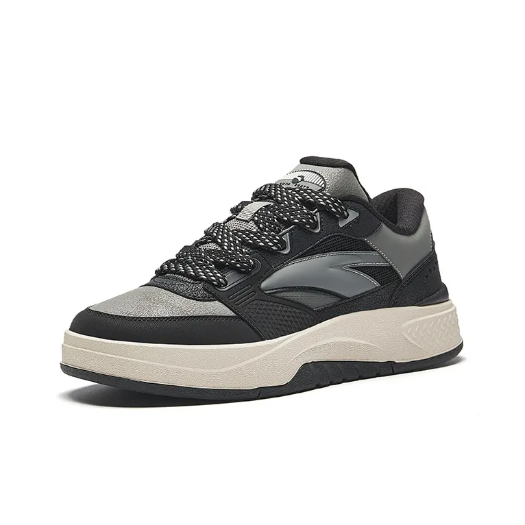 Anta Travel Height Increasing Lightweight Low Top Skateboard Shoes Men's Recycling Gray-1
