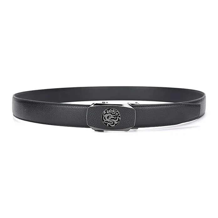 Lanza Casual Year Of The Dragon Design Automatic Buckle Cow Leather Belts Men's 3.5cm-0