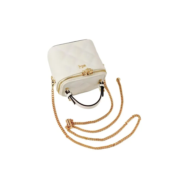 Why Cow Leather Shoulder Bag, Crossbody Bag, Handbag Mini Women's White/Black/Hyacinth Purple-6