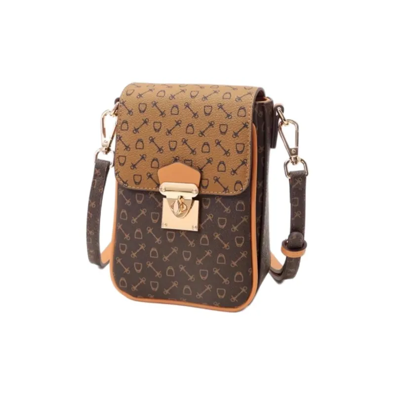 Why Artificial Leather Shoulder Bag Crossbody Bag Small Size Women's Coffee With Caramel/Coffee With Apricot-1