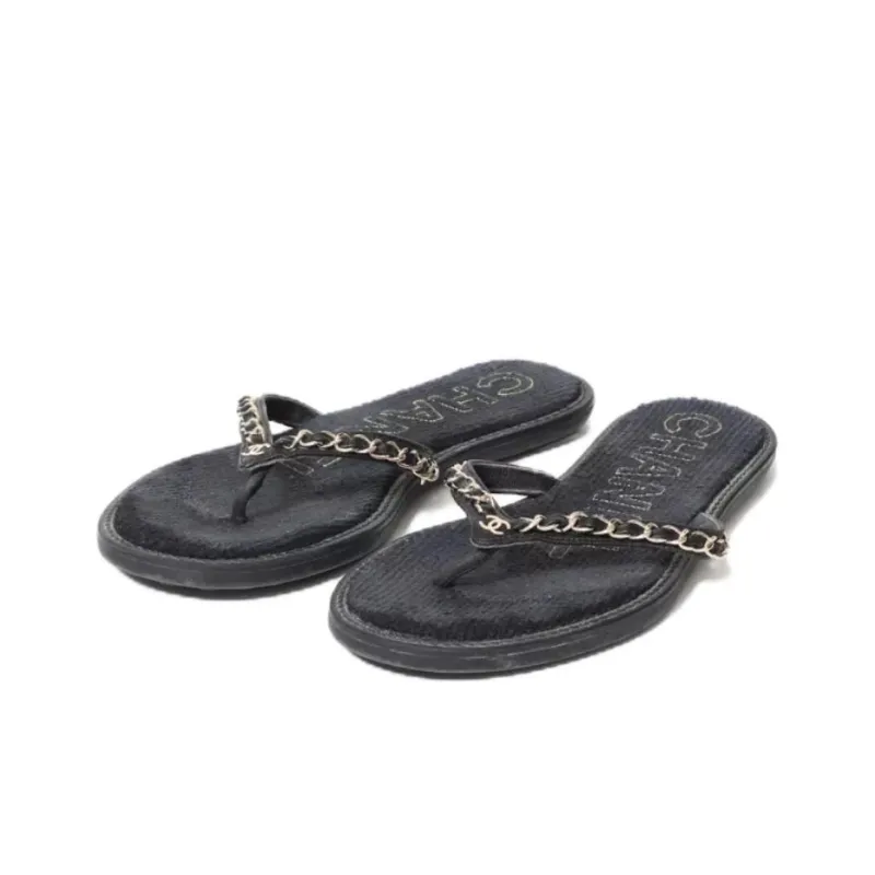 CHANEL Flip Flops Women's Black-2