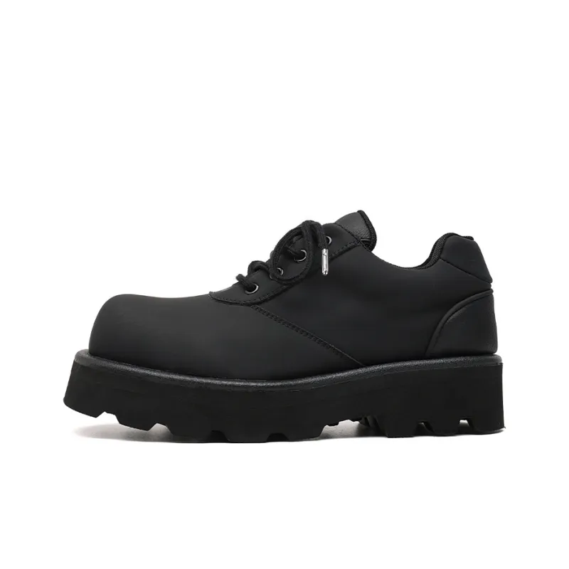 Zuogedu Versatile Derby Shoes With Round Toe Trendy Fashion Casual Shoes Men's Black-0