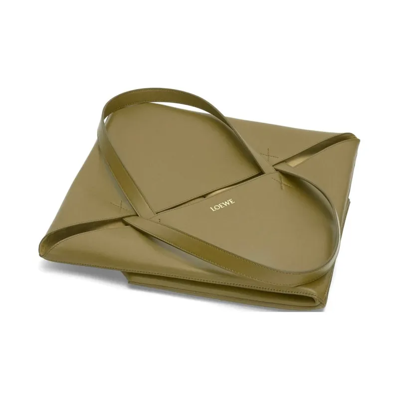 LOEWE Shiny Cow Leather Tote Bag, Shopping Bag, Shoulder Bag, Handbag Extra Large Men's Olive-5