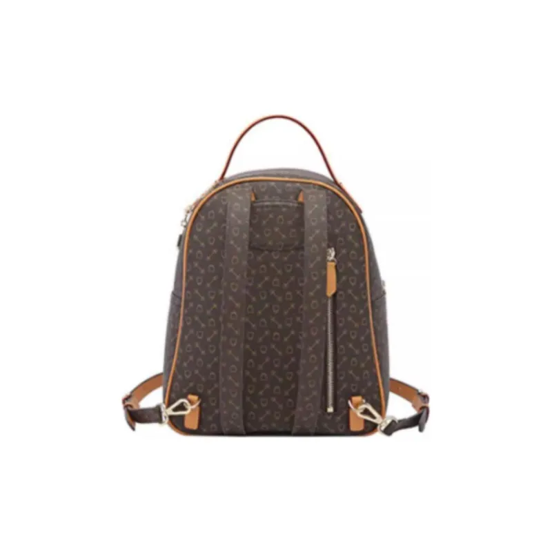 Why Artificial Leather Backpack Medium Size Women's Coffee/Beige/Coffee With Caramel-2