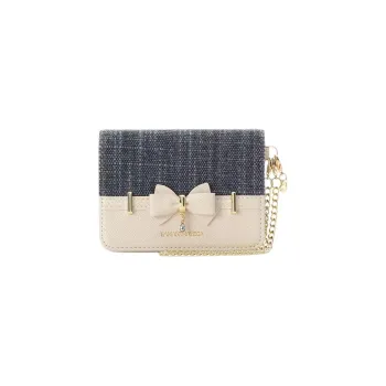 SAMANTHA THAVASA Cotton Synthetic Leather And Polyester Blend Card Holder Women's Indigo