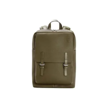 LOEWE Military Soft Grain Cow Leather Backpack Men's Dark Khaki Green