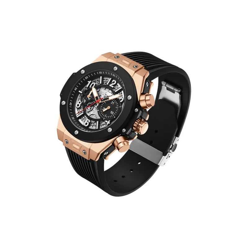Sanda Automatic/Manual Mechanical Movement TPU Strap Watch Men's Watches Black Dial-10