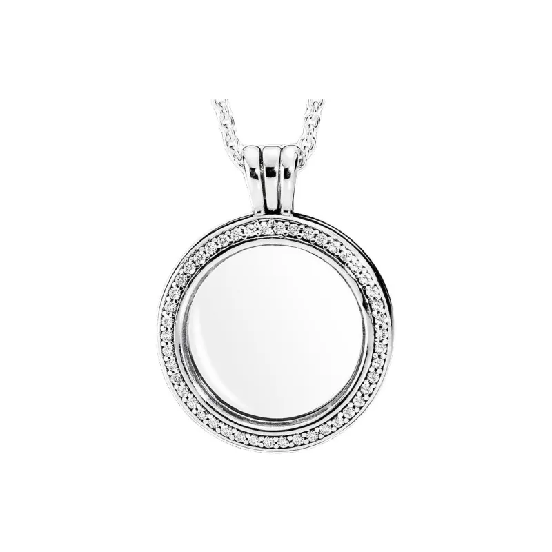 Pandora 925 Sterling Silver Glass Synthetic Cubic Zirconia Blended Material Necklaces Women's Silver-1