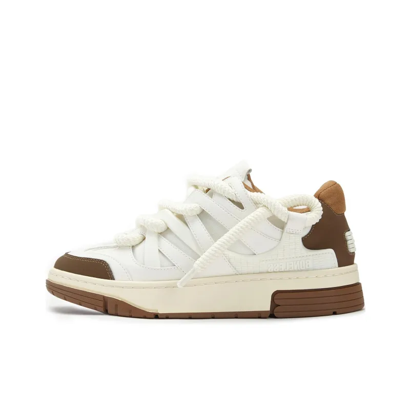 BONELESS Arch Lightweight Coverage Low Top Skateboard Shoes Unisex White Brown-0