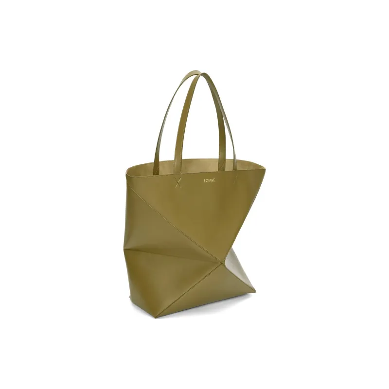LOEWE Shiny Cow Leather Tote Bag, Shopping Bag, Shoulder Bag, Handbag Extra Large Men's Olive-2