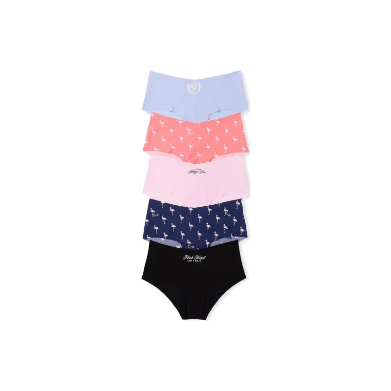 Victoria's Secret PINK 5-PACK NO-SHOW CHEEKY PANTIES / SFPH Underpants Women's 5 Pack Multicolor-0