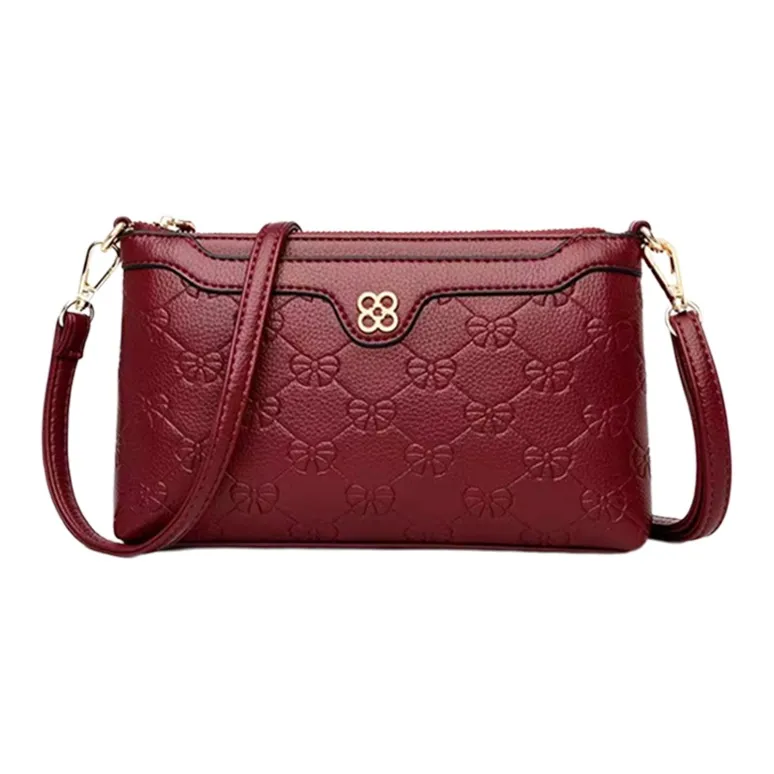 BRINCH High quality Fabric Crossbody Bag, Shoulder Bag Regular Unisex Black/Burgundy-6
