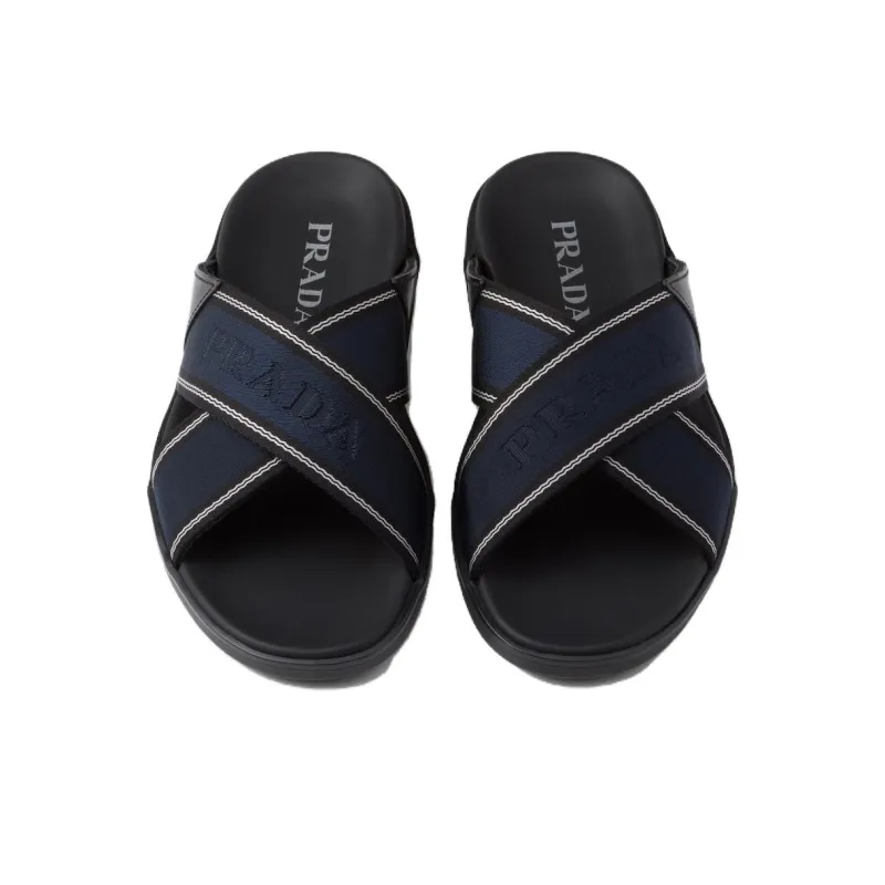 PRADA Slide Slippers Men's Navy Blue-4