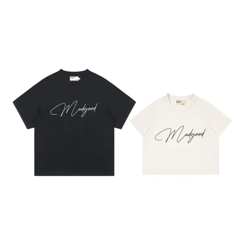 Madgood T-Shirts Unisex Black Regular+Off White Cropped