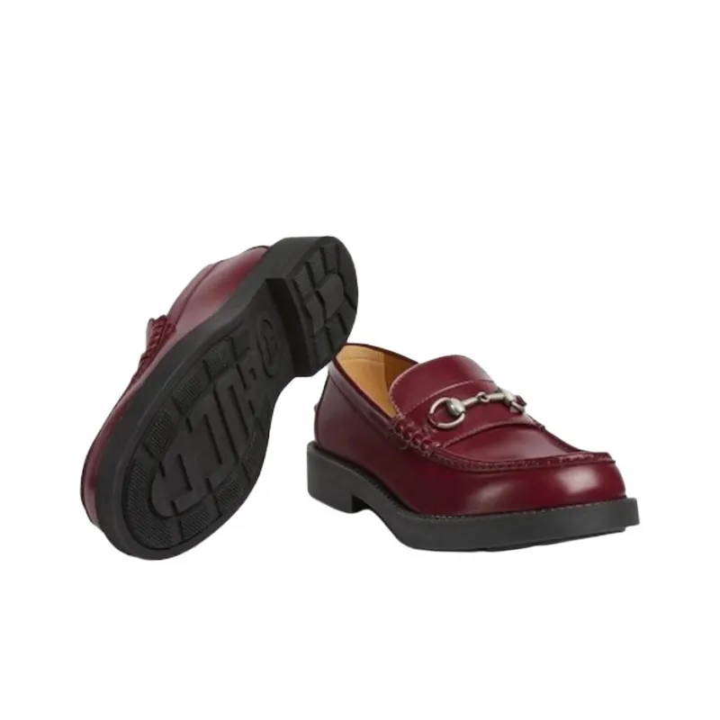 GUCCI Horsebit Loafers Men's Burgundy-4
