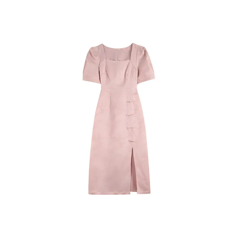 Short Sleeved Dresses Women's Leather Pink-0